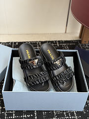 Prada Matelasse Nappa Leather Flatform Slides Black 45mm 1XZ795 - 4