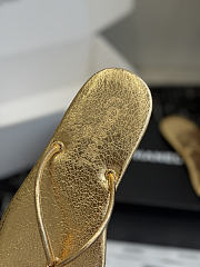 Chanel Thongs Crackled Laminated Calfskin Gold - 5