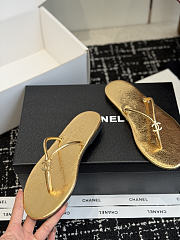 Chanel Thongs Crackled Laminated Calfskin Gold - 6