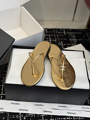 Chanel Thongs Crackled Laminated Calfskin Gold - 4