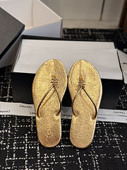 Chanel Thongs Crackled Laminated Calfskin Gold - 2