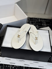 Chanel Thongs Lamskin White - 4