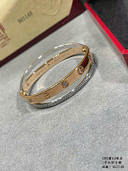 Cartier Double Love Bracelet Diamond Paved Rose Gold/White Gold - 5