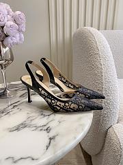 Adiorable Slingback Pump Black Dior Oblique Embroidered Mesh 8cm - 1