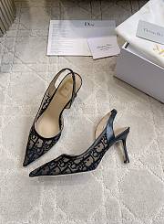 Adiorable Slingback Pump Black Dior Oblique Embroidered Mesh 8cm - 3