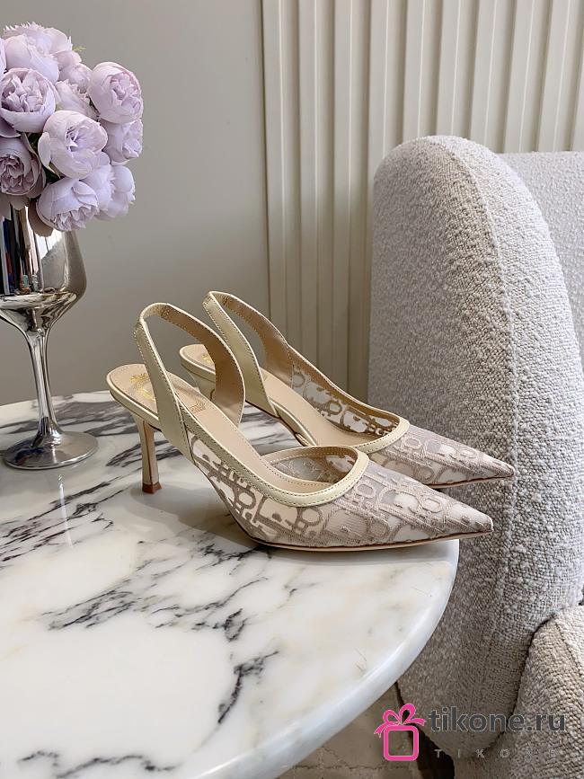 Adiorable Slingback Pump Trench Dior Oblique Embroidered Mesh 8cm - 1