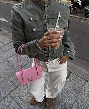 Chanel Small Flap Bag Grained Shiny Calfskin & Gold-Tone Metal Pink - 15x22x7cm - 2