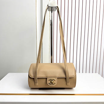 Chanel Small Bowling Bag Grained Shiny Calfskin & Gold-Tone Metal Beige - 20.5x10x10cm