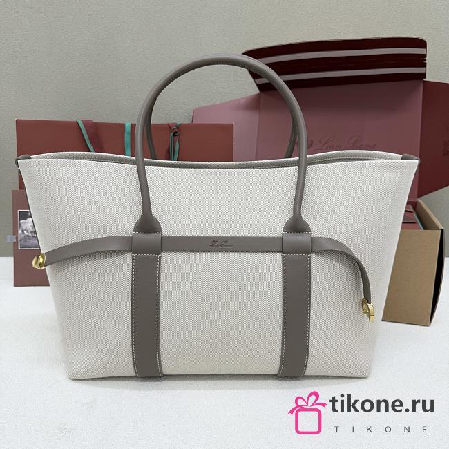 Loro Piana Ghiera Shopper Large Cotton Linen Natural Almond Tree (B5UW) - 40x26x18cm - 1