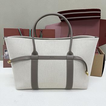 Loro Piana Ghiera Shopper Large Cotton Linen Natural Almond Tree (B5UW) - 40x26x18cm