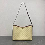 Celine Soft Shopper Bag In Triomphe Canvas And Calfskin Sandcastle/Soft Lime - 32.5x24.5x14cm - 6