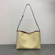 Celine Soft Shopper Bag In Triomphe Canvas And Calfskin Sandcastle/Soft Lime - 32.5x24.5x14cm - 4
