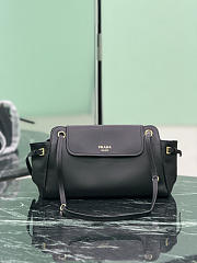 Prada Carry Medium Leather Shoulder Bag Black 1BD403 - 30x20x14cm - 4