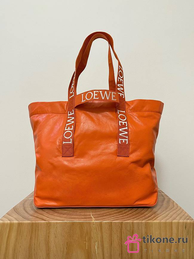 Loewe Fold Shopper In Paper Calfskin Orange - 50x20x31cm - 1