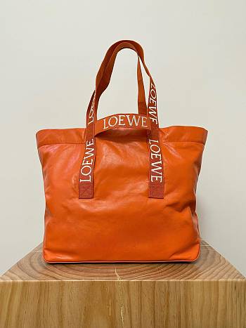 Loewe Fold Shopper In Paper Calfskin Orange - 50x20x31cm