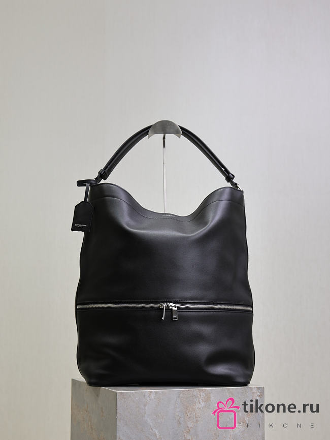 YSL Saint Laurent Leather Hobo Tote Bag in Black - 40x31x17cm - 1