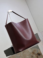 YSL Bold Hobo Bag In Smooth Leather In Burgundy - 42x37x16cm - 4