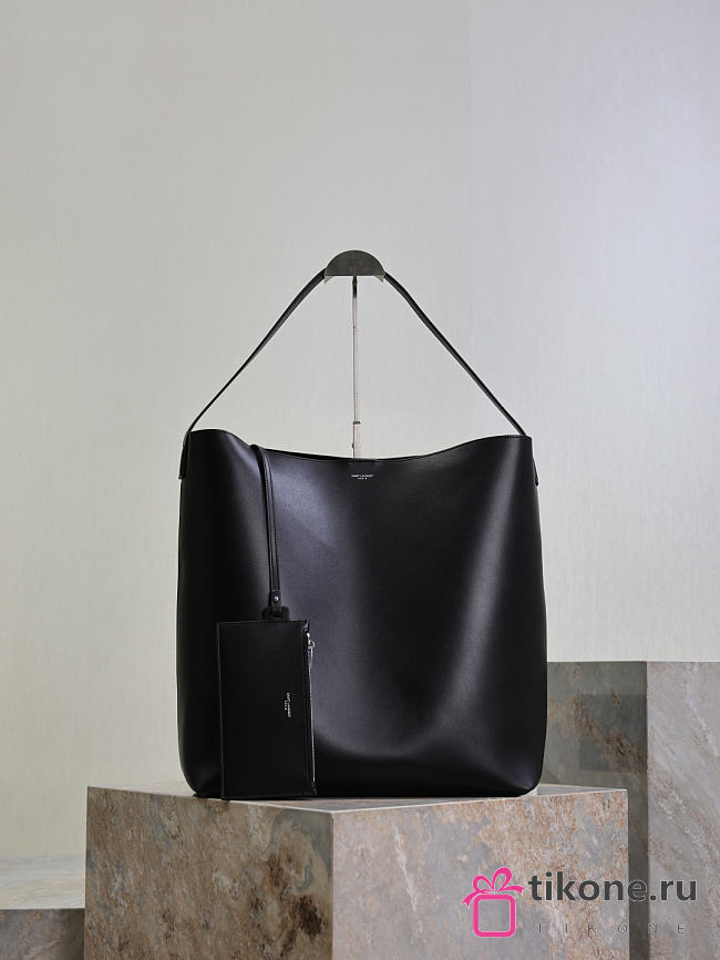YSL Bold Hobo Bag In Smooth Leather In Black - 42x37x16cm - 1