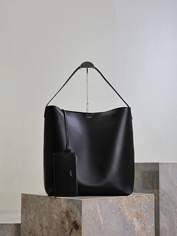 YSL Bold Hobo Bag In Smooth Leather In Black - 42x37x16cm