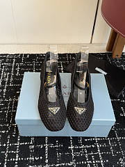 Prada Low Heel Mesh Fabric Ballerinas Black 1I324O  - 6