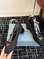 Prada Low Heel Mesh Fabric Ballerinas Black 1I324O  - 5