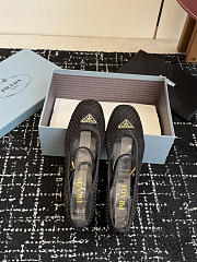 Prada Low Heel Mesh Fabric Ballerinas Black 1I324O  - 2