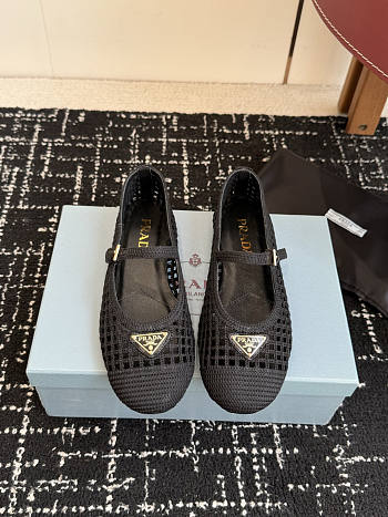 Prada Crochet Ballerinas Black 1F364O