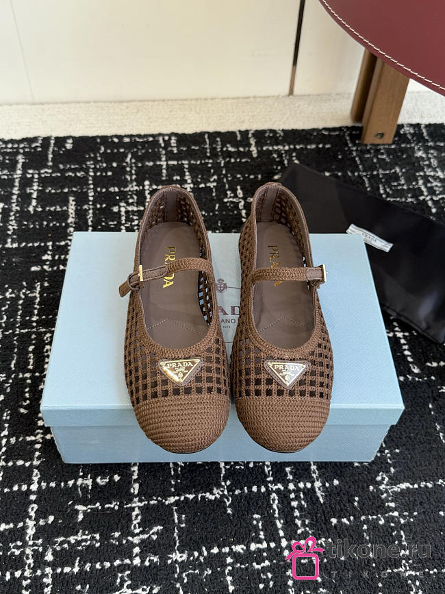 Prada Crochet Ballerinas Cocoa Brown 1F364O - 1