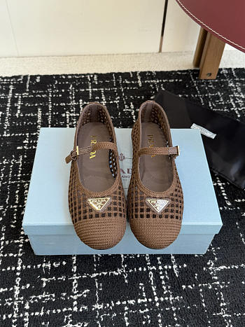 Prada Crochet Ballerinas Cocoa Brown 1F364O