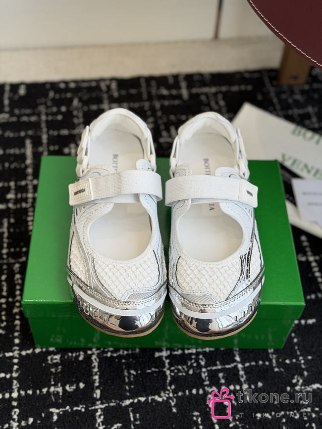 Bottega Veneta Orbit Flash Mary-Jane Sneaker Silver/White/Optic White - 1