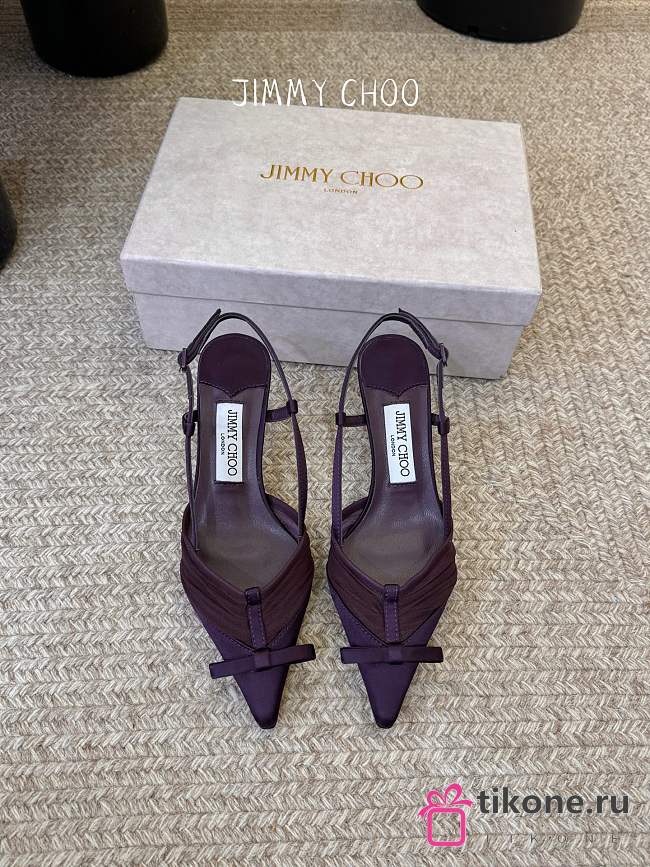 Jimmy Choo Afia Mesh Sling Back 65 Winter Bloom Satin and Ruched Tulle Pumps - 1