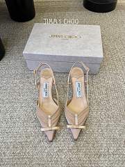 Jimmy Choo Afia Mesh Sling Back 65 Macaron Satin with Ruched Tulle Slingbacks - 5