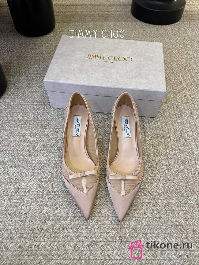 Jimmy Choo Love Mesh 85 Macaron Satin with Ruched Tulle Pumps - 1