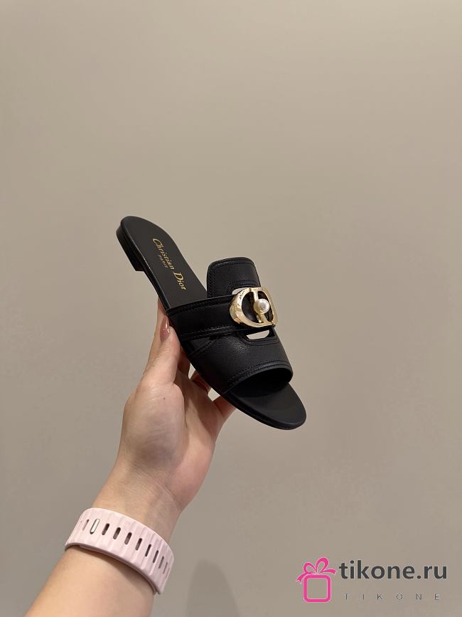 Dior 30 Montaigne Slide Black Calfskin - 1