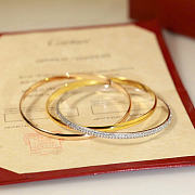 Cartier Trinity Bracelet Small Model Half-Paved White Rose Yellow Gold - 5