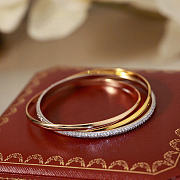 Cartier Trinity Bracelet Small Model Half-Paved White Rose Yellow Gold - 2