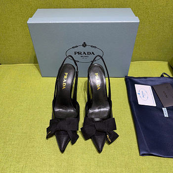 Prada Black Mesh Bow Slingback Pumps 100mm