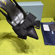 Prada Black Mesh Bow Slingback Pumps 100mm - 4