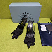 Prada Black Mesh Bow Slingback Pumps 100mm - 5