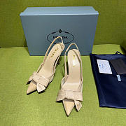 Prada Beige Mesh Bow Slingback Pumps 100mm - 4