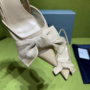 Prada Beige Mesh Bow Slingback Pumps 75mm - 5