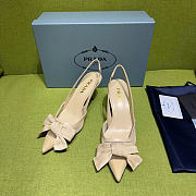Prada Beige Mesh Bow Slingback Pumps 75mm - 4