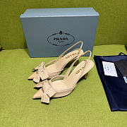 Prada Beige Mesh Bow Slingback Pumps 75mm - 3
