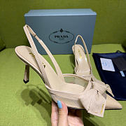 Prada Beige Mesh Bow Slingback Pumps 75mm - 2