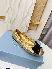 Prada Platinum Mordore Nappa Leather Ballerinas With Bow 1F322O - 5