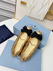 Prada Platinum Mordore Nappa Leather Ballerinas With Bow 1F322O - 3