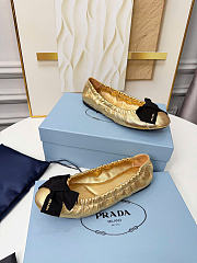 Prada Platinum Mordore Nappa Leather Ballerinas With Bow 1F322O - 2