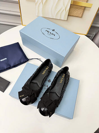 Prada Black Patent Leather Ballerinas With Bow 1F322O