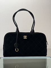 Chanel Large Bowling Bag Suede & Gold-Tone Metal Black - 35.5x19x12.5cm - 4