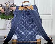 LV Christopher MM Monogram Flowers Denim Blue M27554 - 44x38x12.5cm - 2